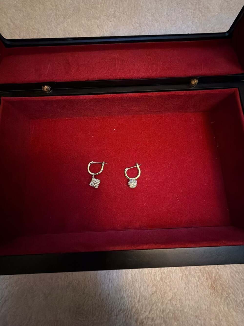 Swarovski Pave Crystal Charm Huggie Hoop Earrings
